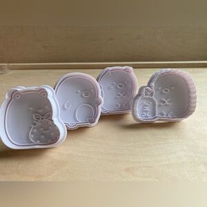 Kawaii Cookie  Plunger Cutters, Game Anime Figures Holiday Cookie Stamp Set of 4